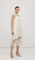 Solid Mesh Stitching Sleeveless Midi Dress