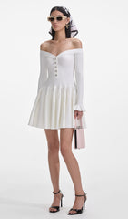 Off Shoulder Ribbed Knit Mini Dress