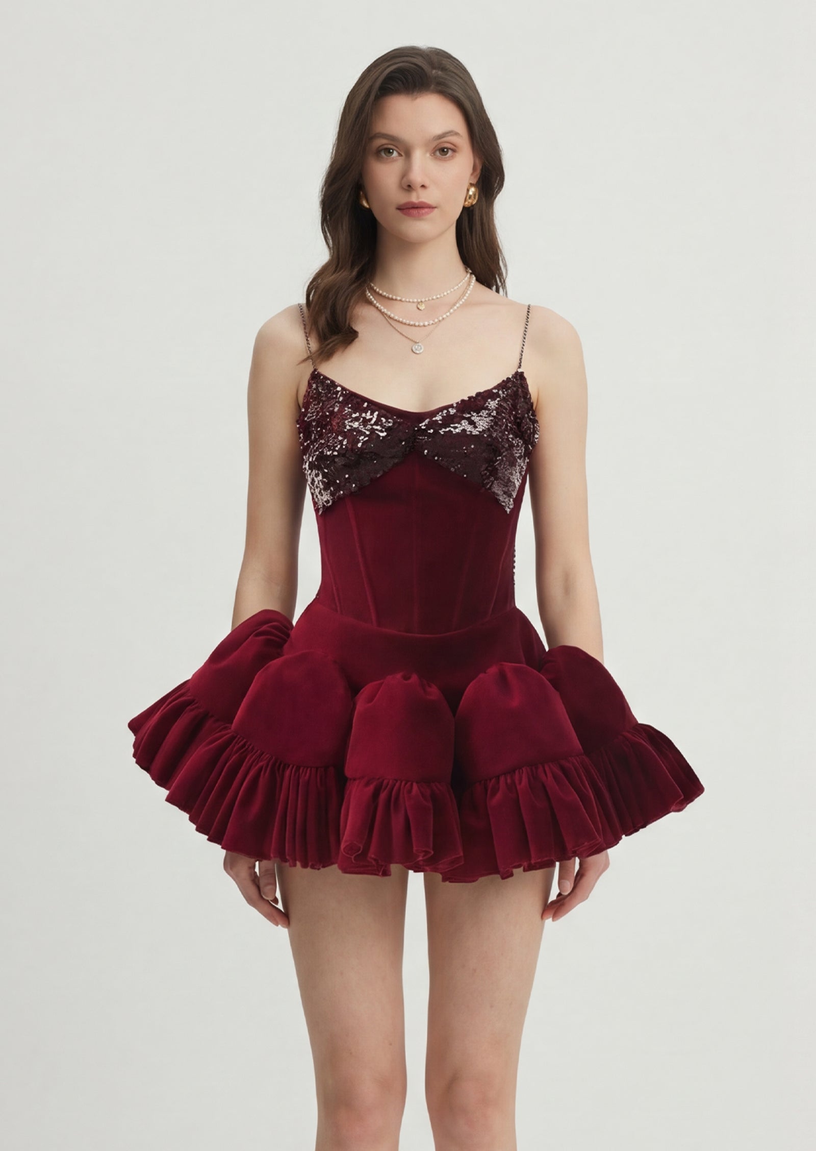 Sequined Velvet Sleeveless Mini Dress