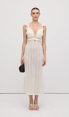 Ruffle Backless Knit Midi Dress