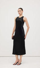 Satin Woven Column Midi Dress