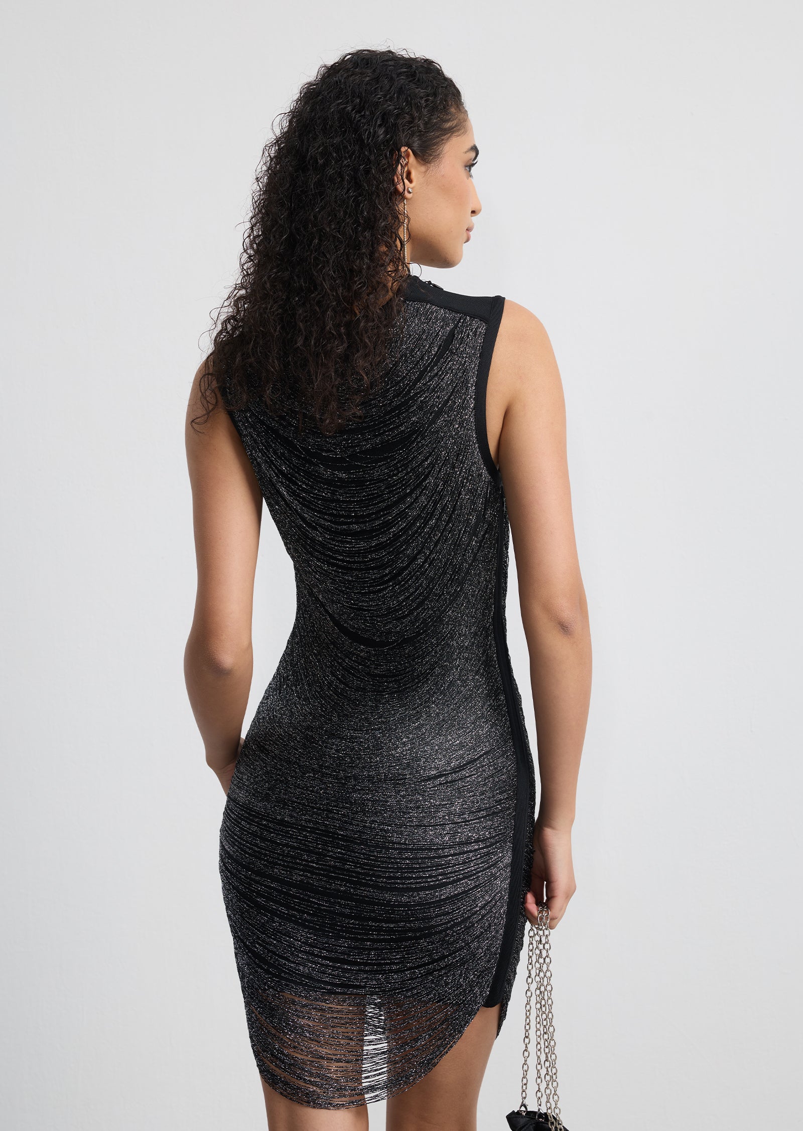 Sleeveless Fringed Bandage Mini Dress