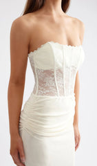 Off Shoulder Lace Bodice Maxi Dress