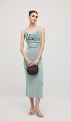 Solid Ruched Sleeveless Midi Dress