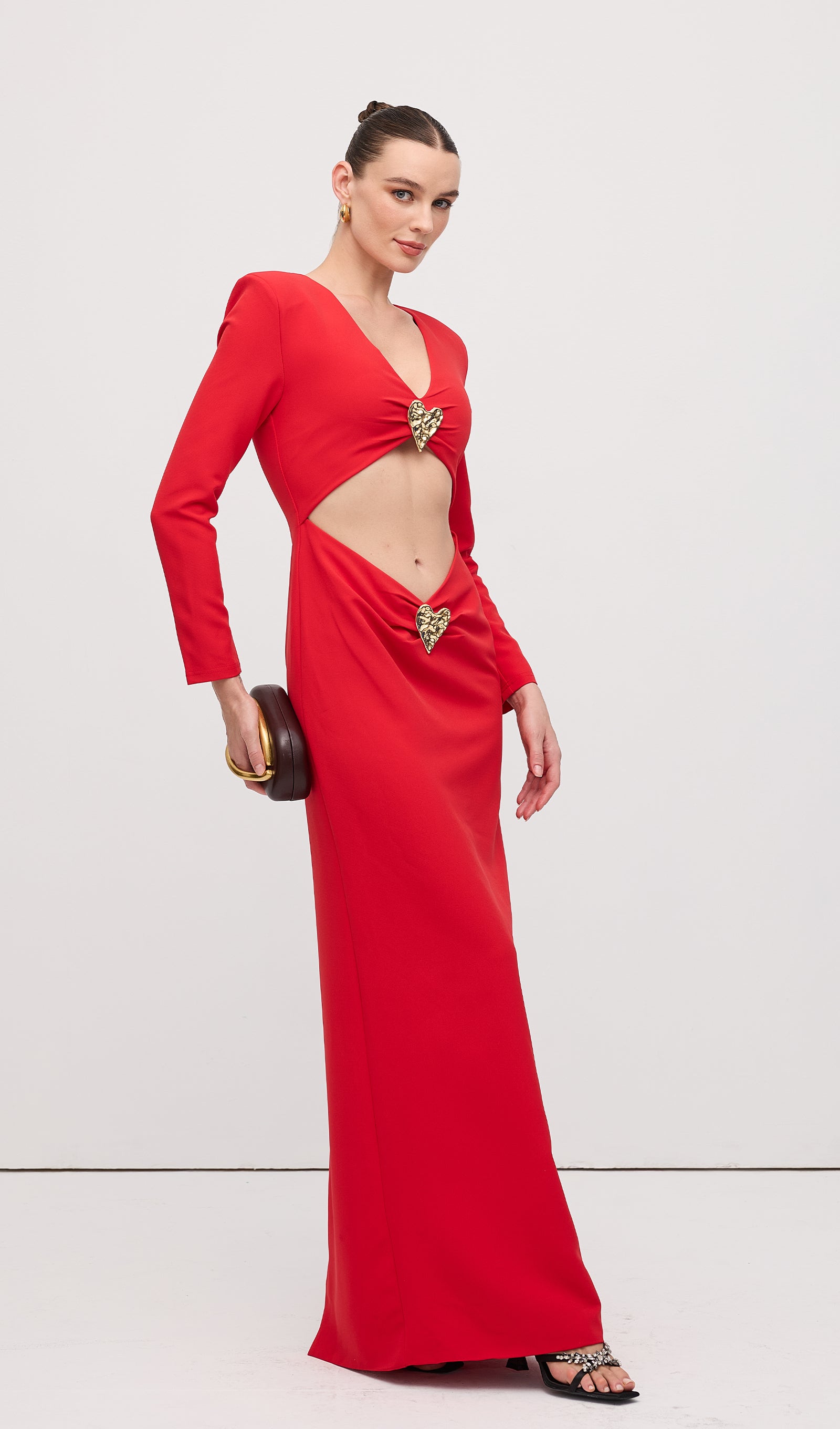 Heart Jewel Details Maxi Dress