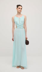 Solid Halter Open Back Maxi Dress