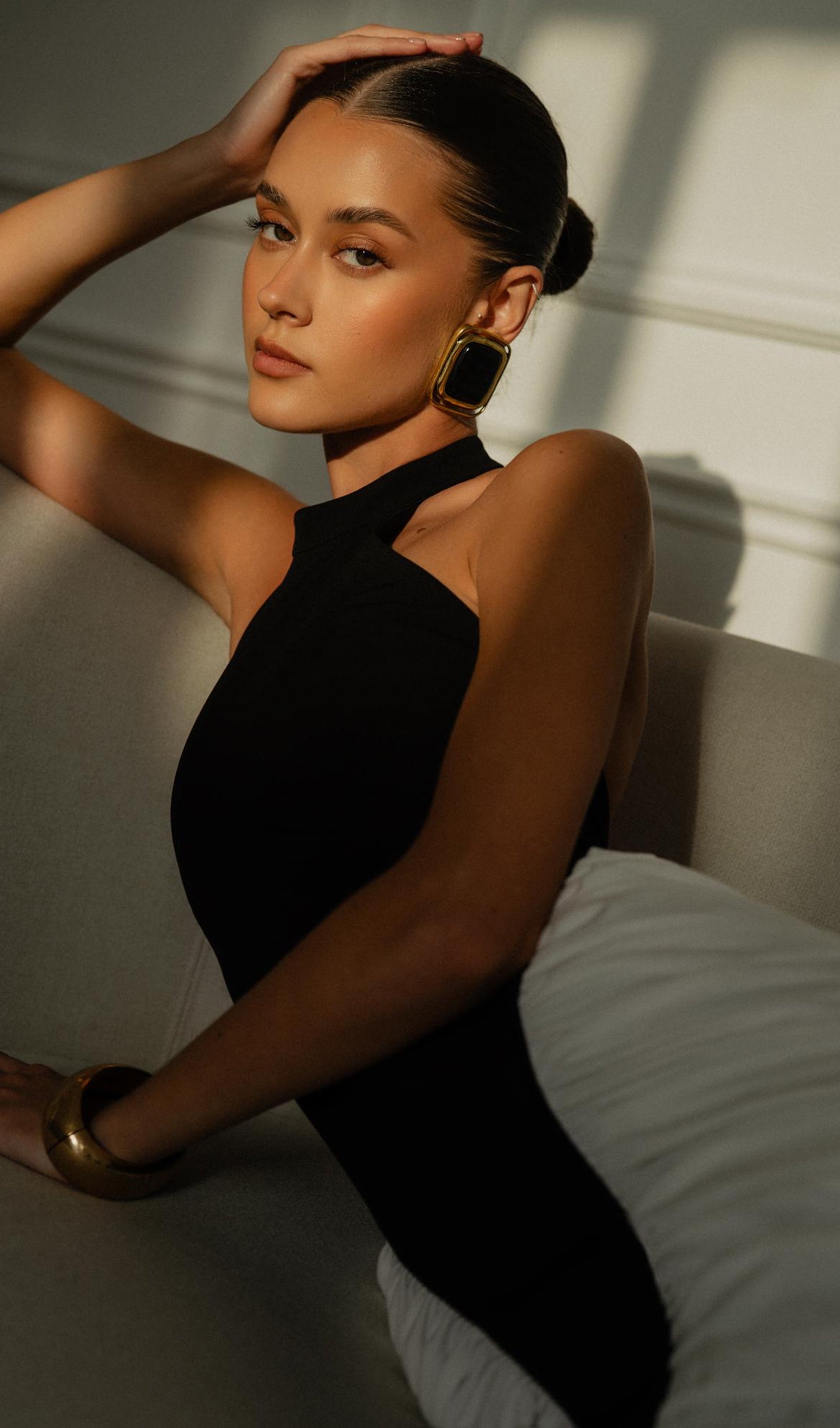 Ruched Halterneck Midi Bodycon Dress