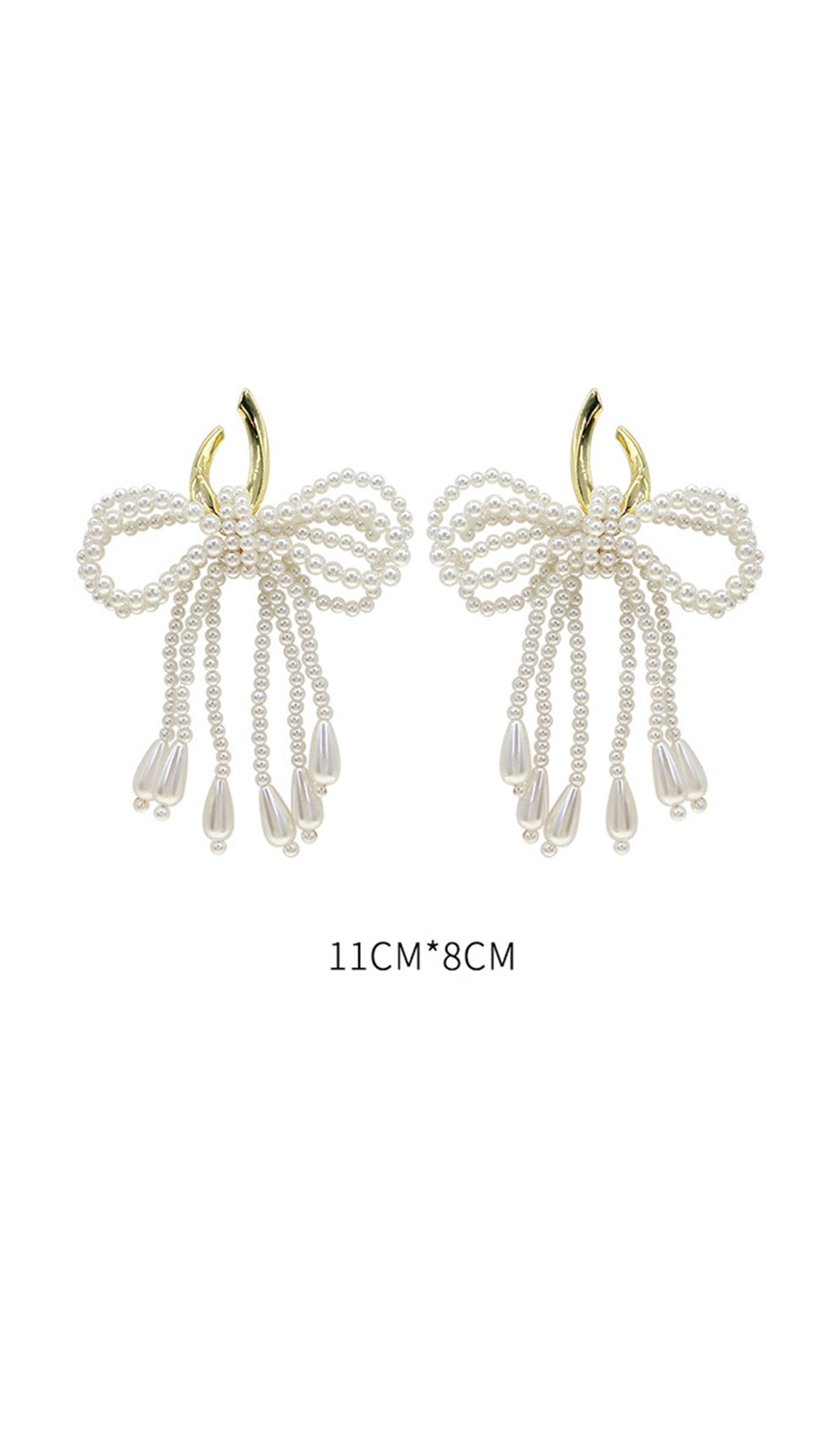 Pearl Bow Dangle Drop Hoop Earrings