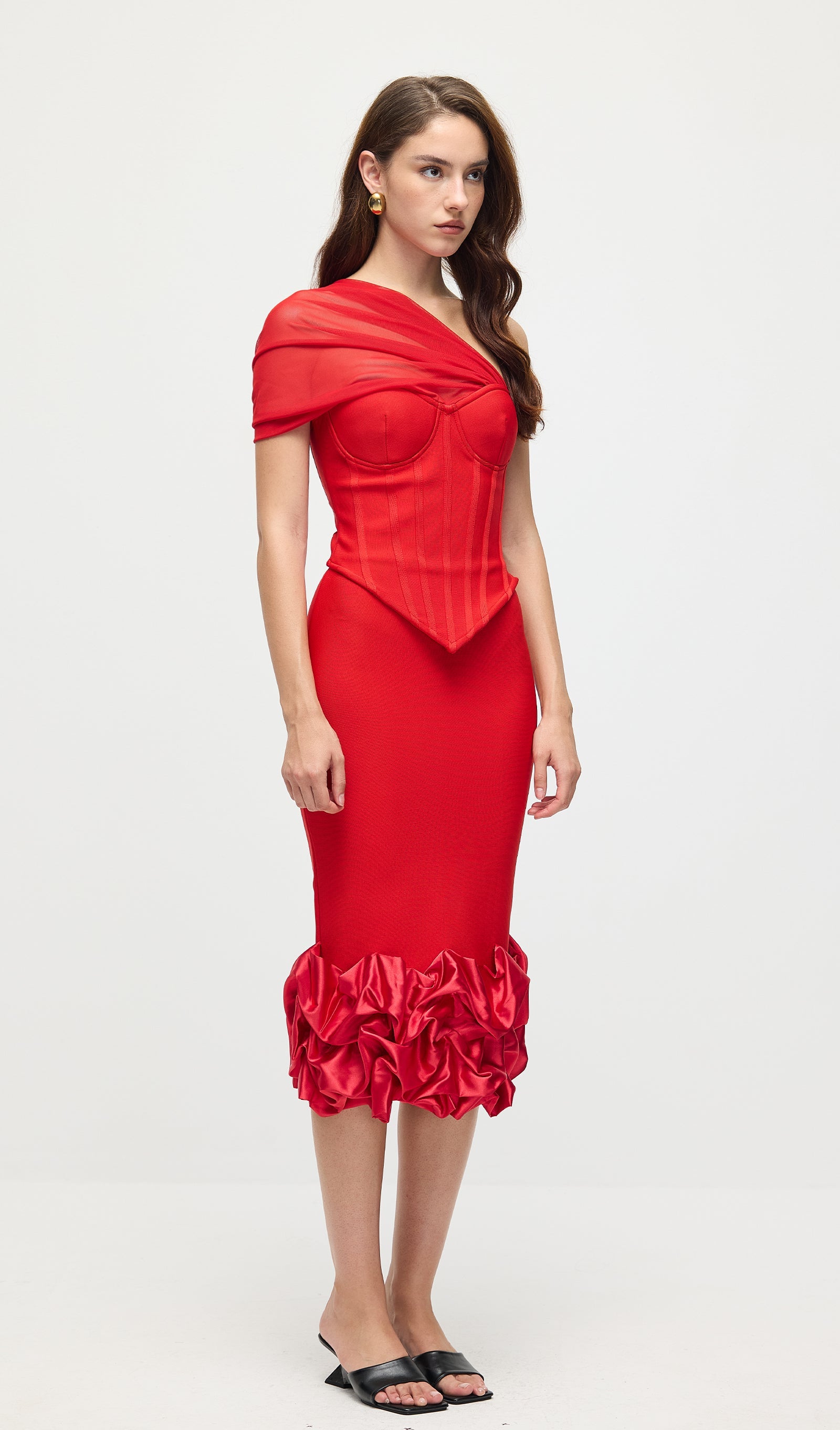 Off Shoulder Fishbone Top & Hip Skirt