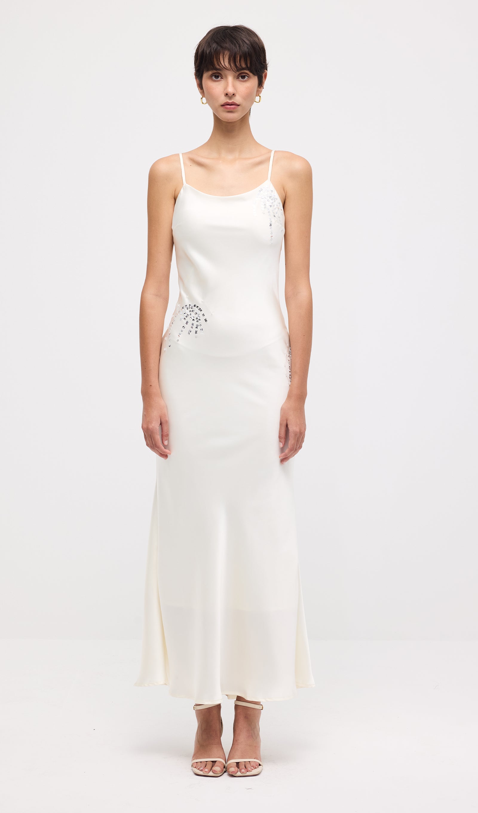 Solid Satin Sleeveless Maxi Dress