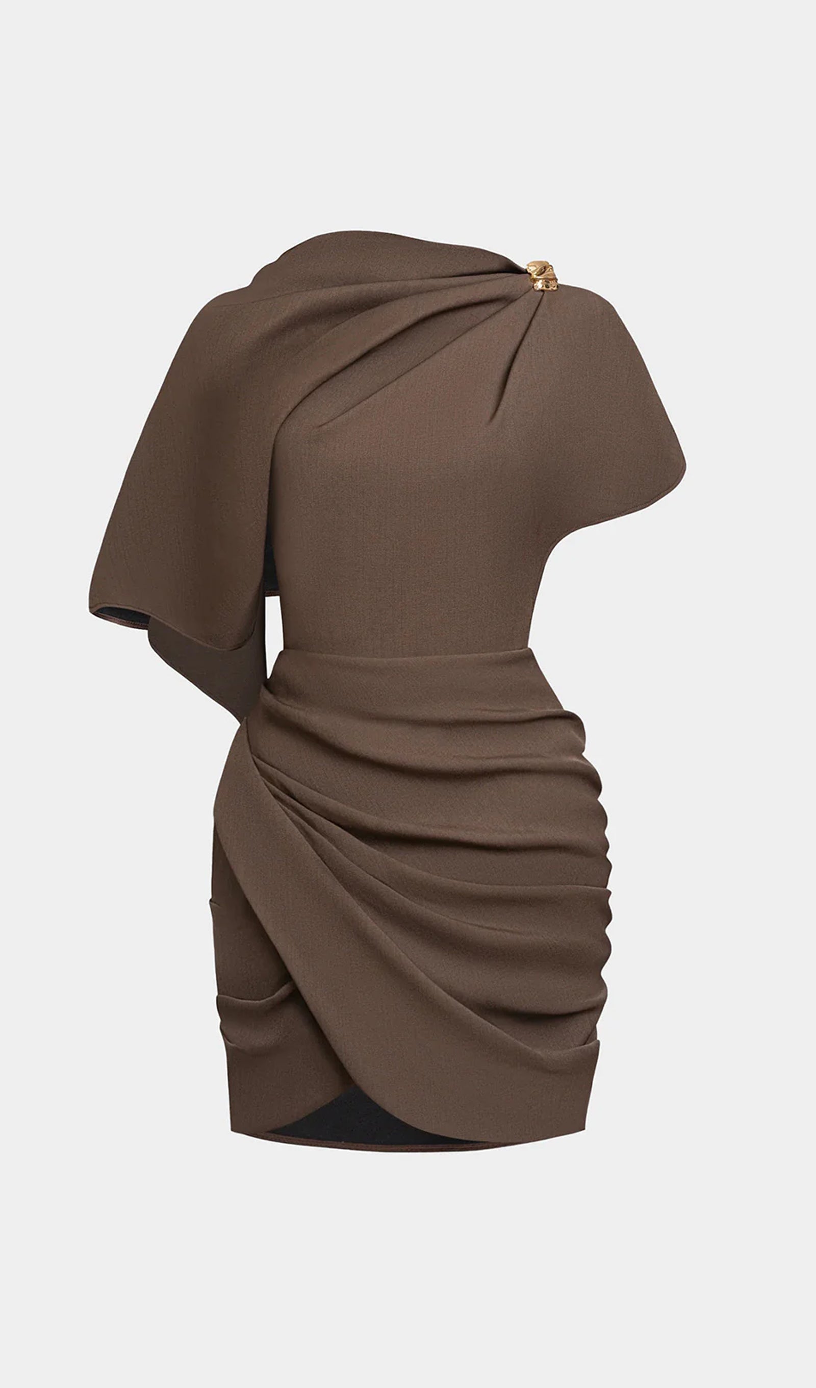 Metallic Ruched Asymmetrical Mini Dress