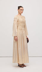 Metallic Elasticated Gathers Maxi Dress In Solid