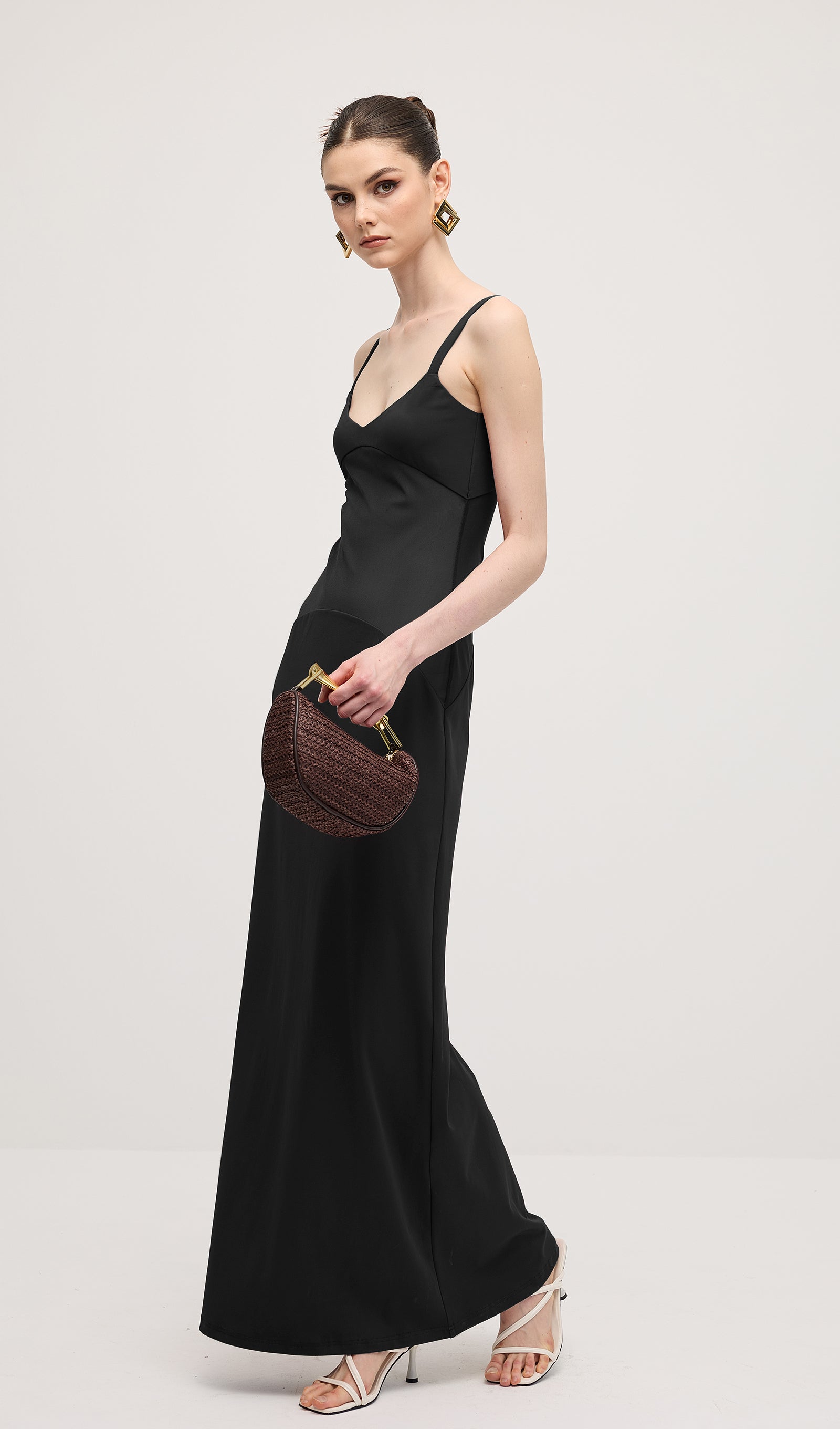 Sheer Knit Curve Maxi Dress In Black