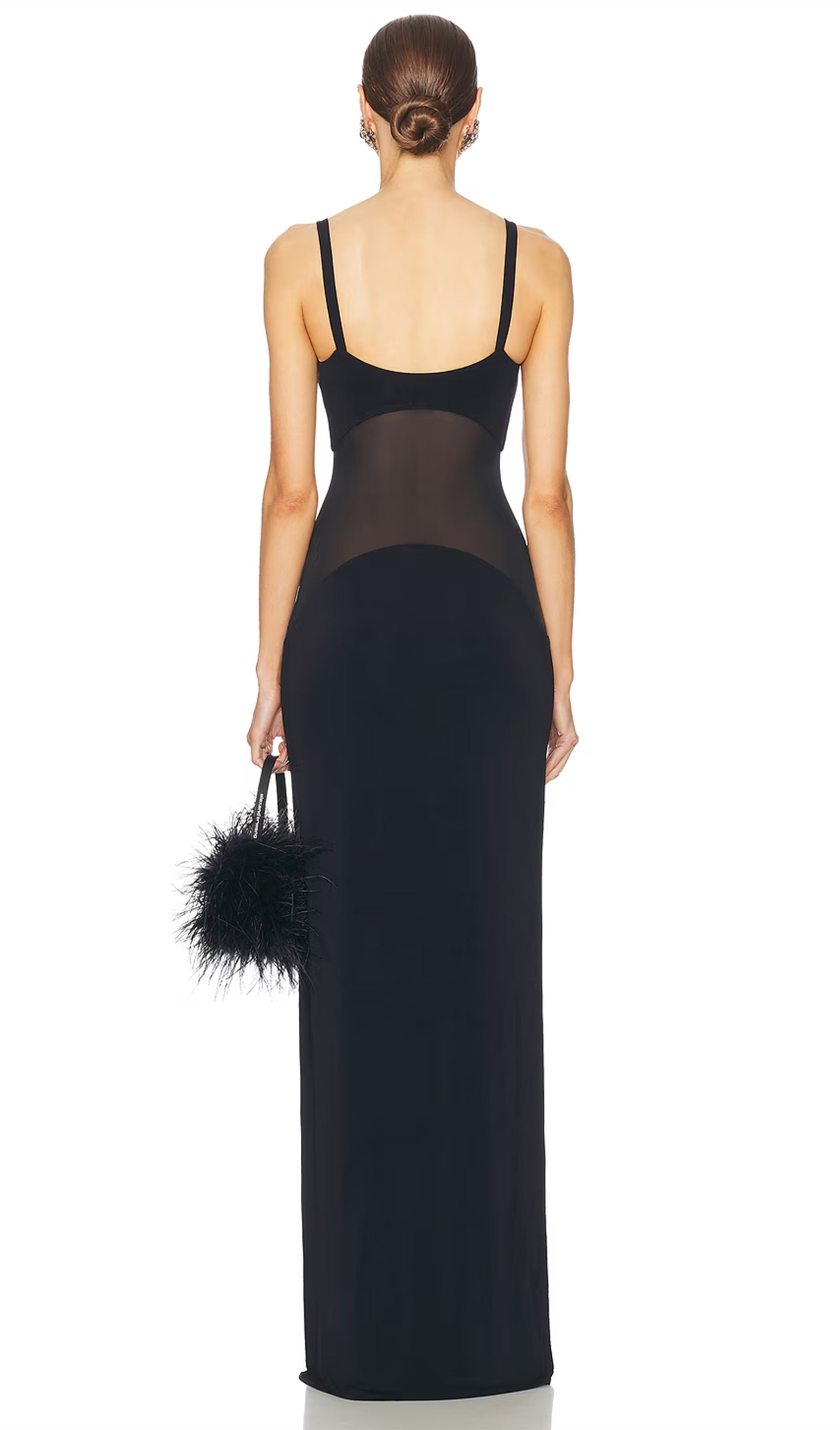 Sheer Knit Curve Maxi Dress In Black