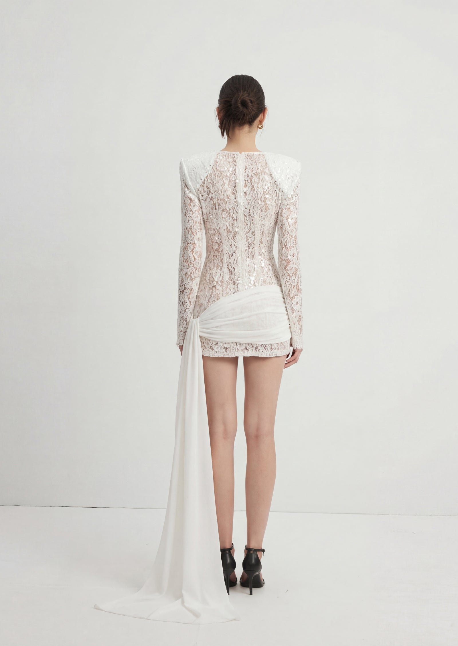 Sequin Embellished Lace Mini Dress