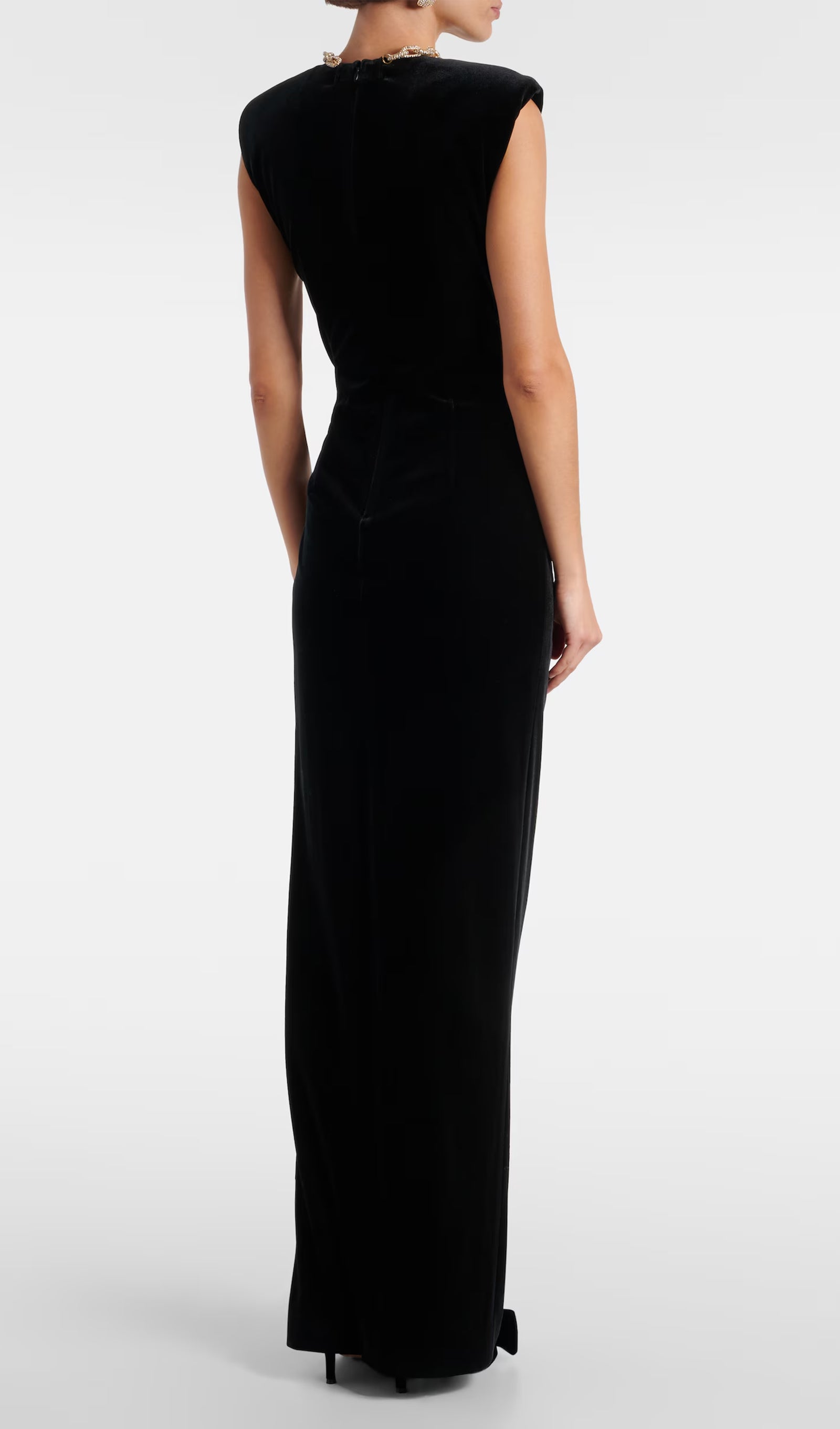 Embellished Velvet Split Maxi Dress