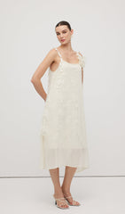 Sleeveless Embroidered Flower Midi Dress