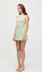 Halter Tweed Mini Dress In Mint
