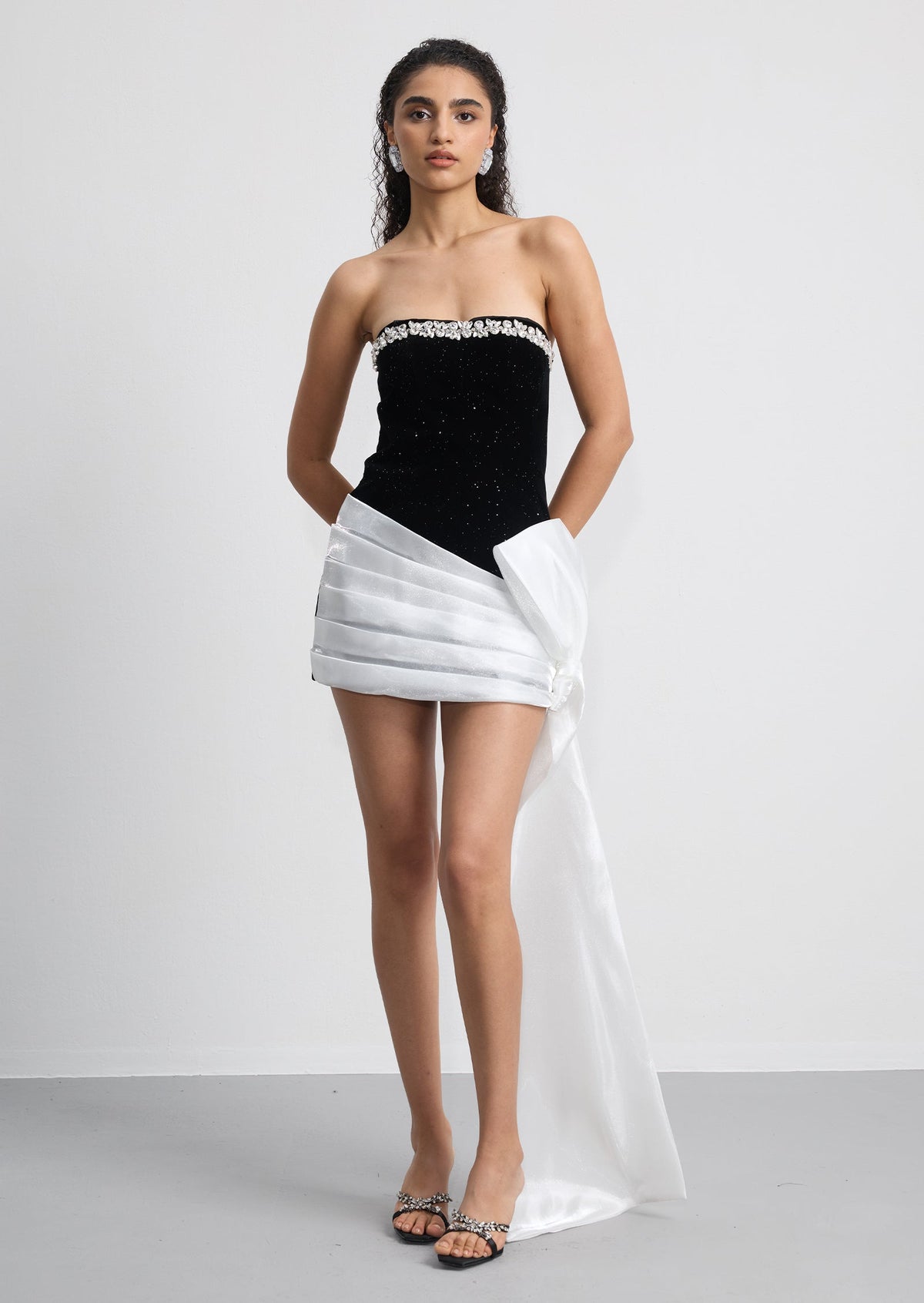 Strapless Mini Dress With Bow Ribbon