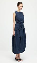 Solid Round Neck Sleeveless Midi Dress