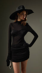 Semi Transparent Mini Dress In Black