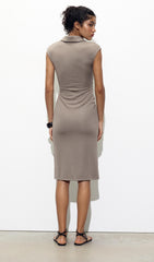 Solid Pique Shirt Midi Dress