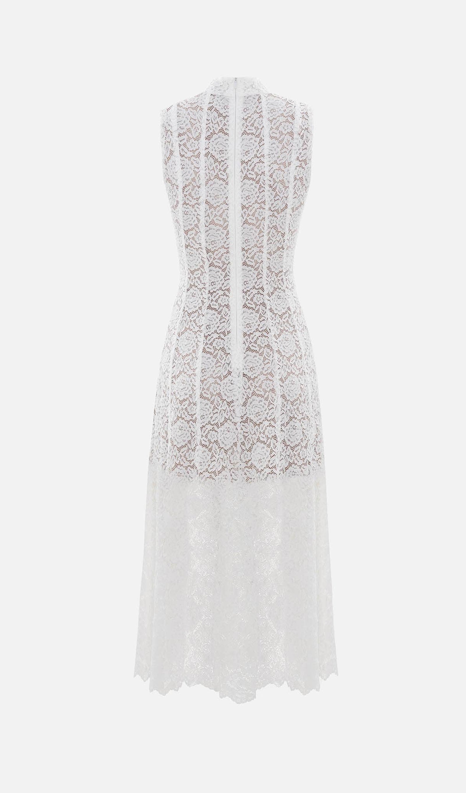 Guipure Midi Dress With High Collar