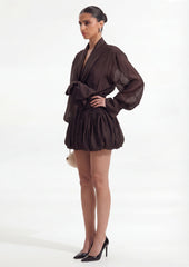 Tie Neck Bubble Mini Dress