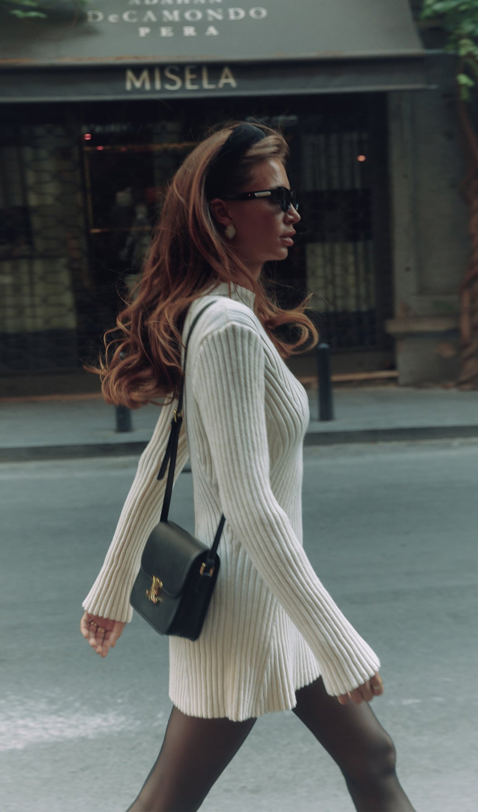 Ribbed Jersey A-Silhouette Mini Dress