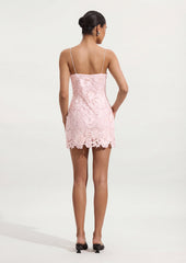 Sleeveless Flower Mini Dress In Pale Pink