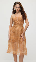 Sleeveless Embroidered Sequin Midi Dress