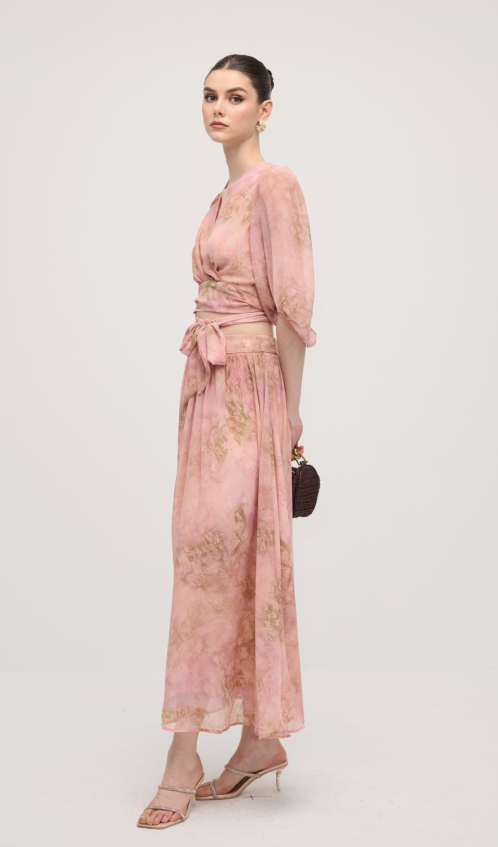 Floral Knot Cut Out Midi Dress Sets