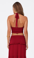 Halter Top & Twist Ruffled Maxi Skirt Sets