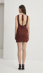 Mayok Open Back Mini Dress Coffee