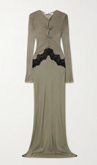 Open Twist Lace Maxi Dress In Eucalypt Black