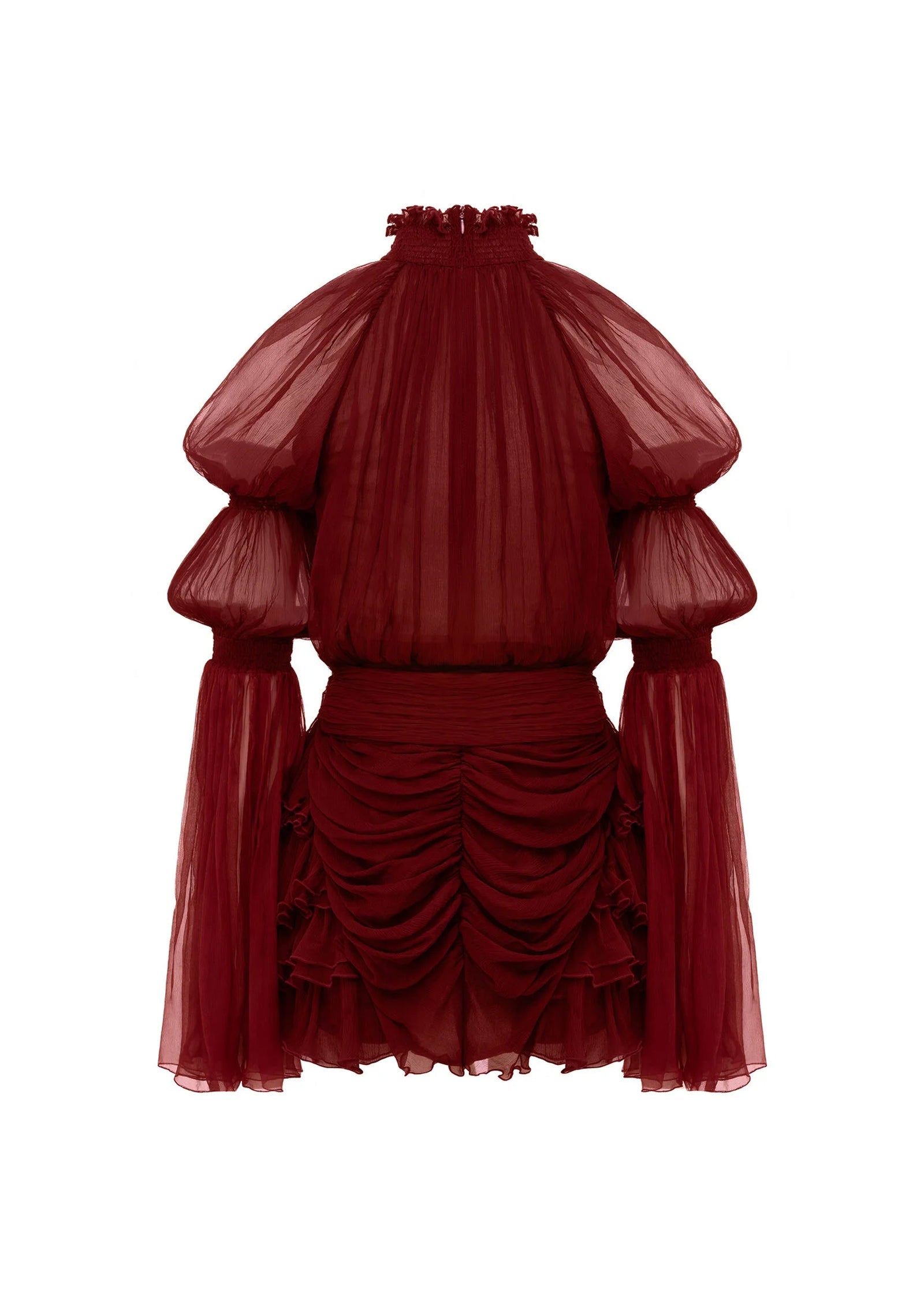 Pleated Silk-Chiffon Slit Mini Dress