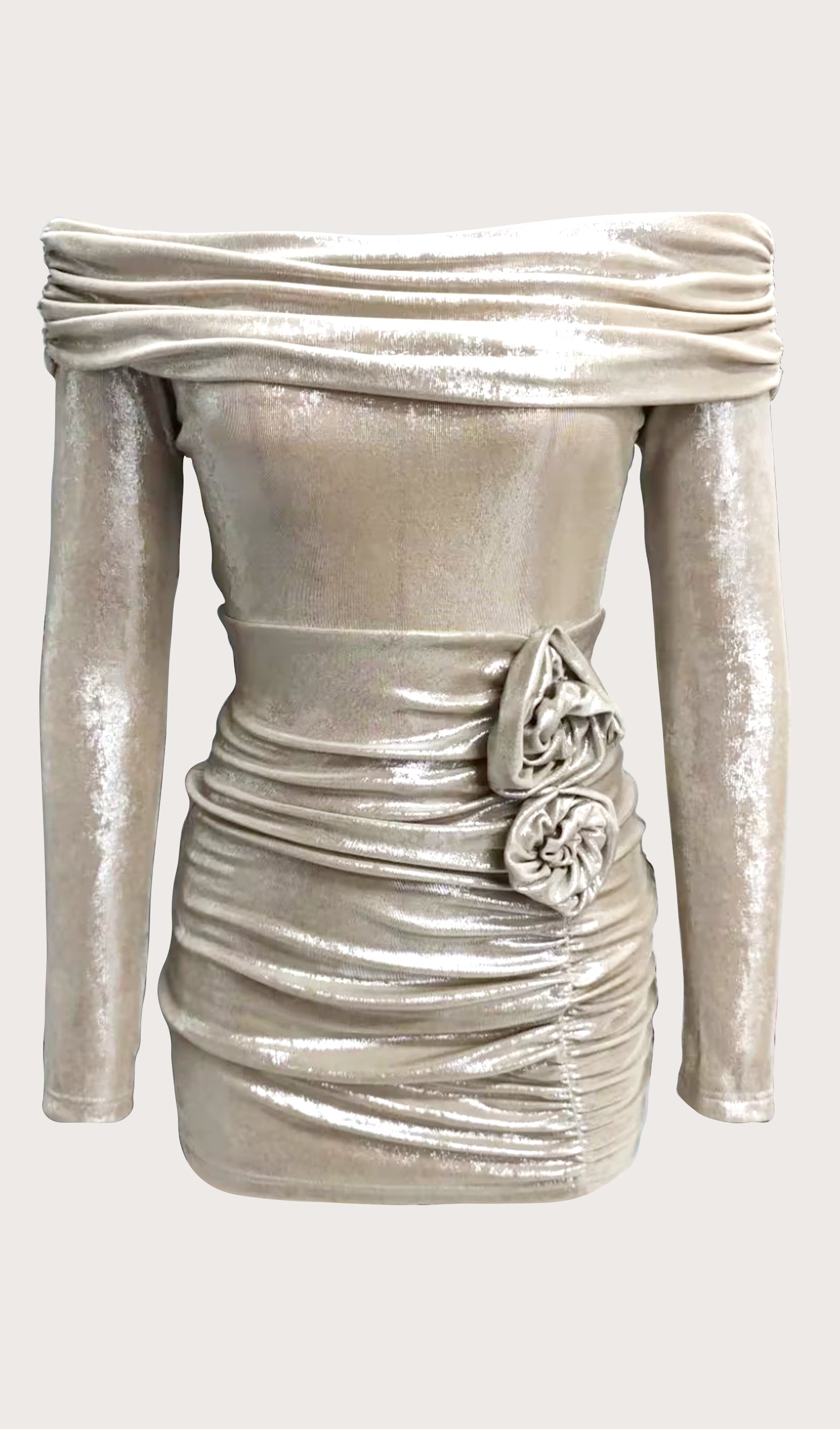 Off Shoulder Long Sleeve Mini Dress