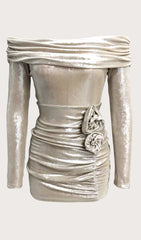 Off Shoulder Long Sleeve Mini Dress