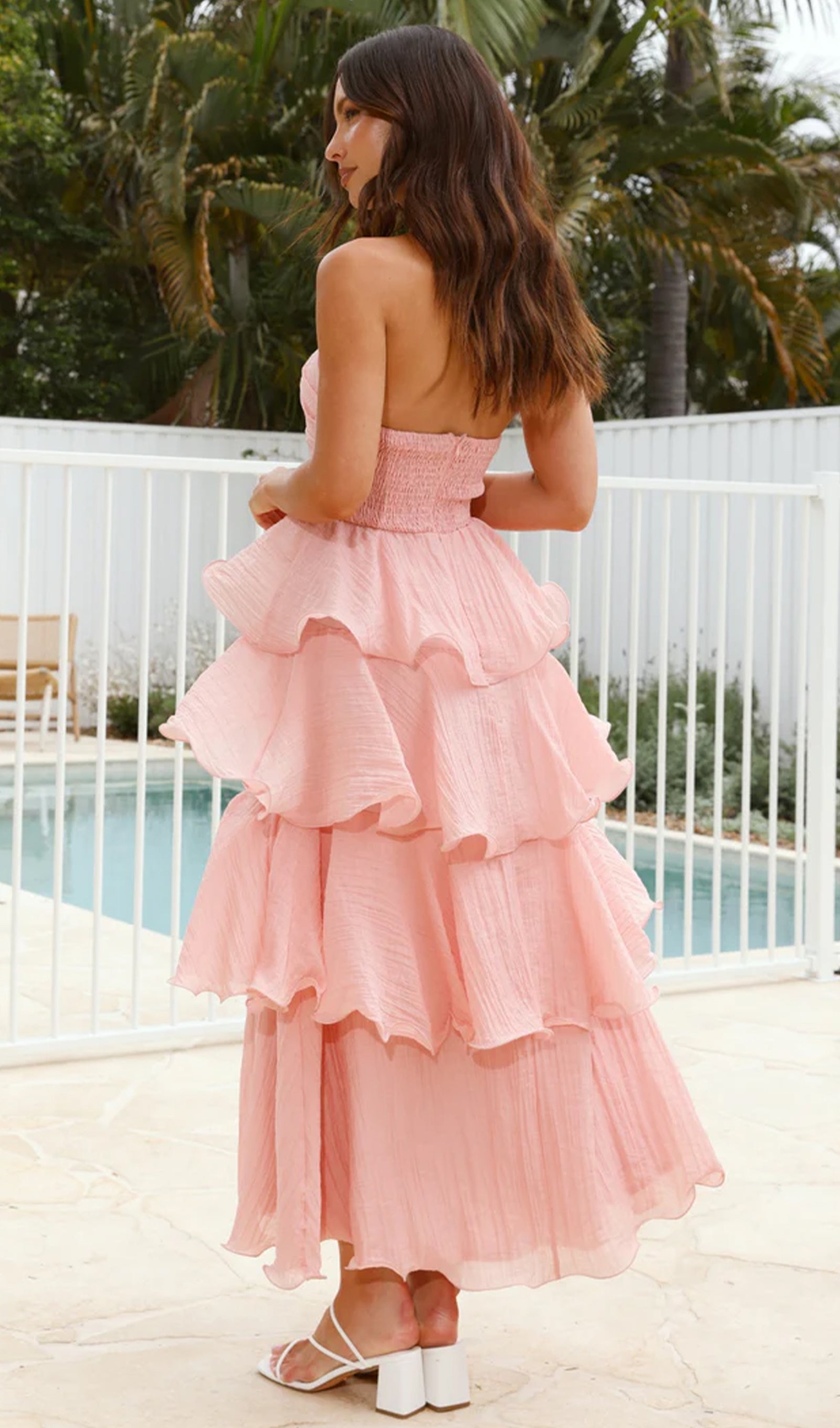 Strapless Layered Midi Dress