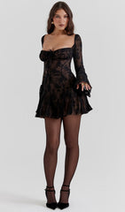 Kavita Black Lace Mini Dress