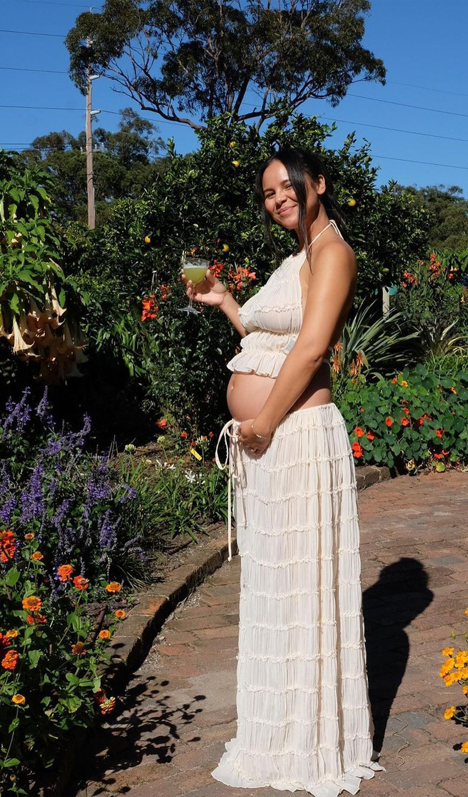 Halter Top & Ruched Detail Maxi Skirt Sets