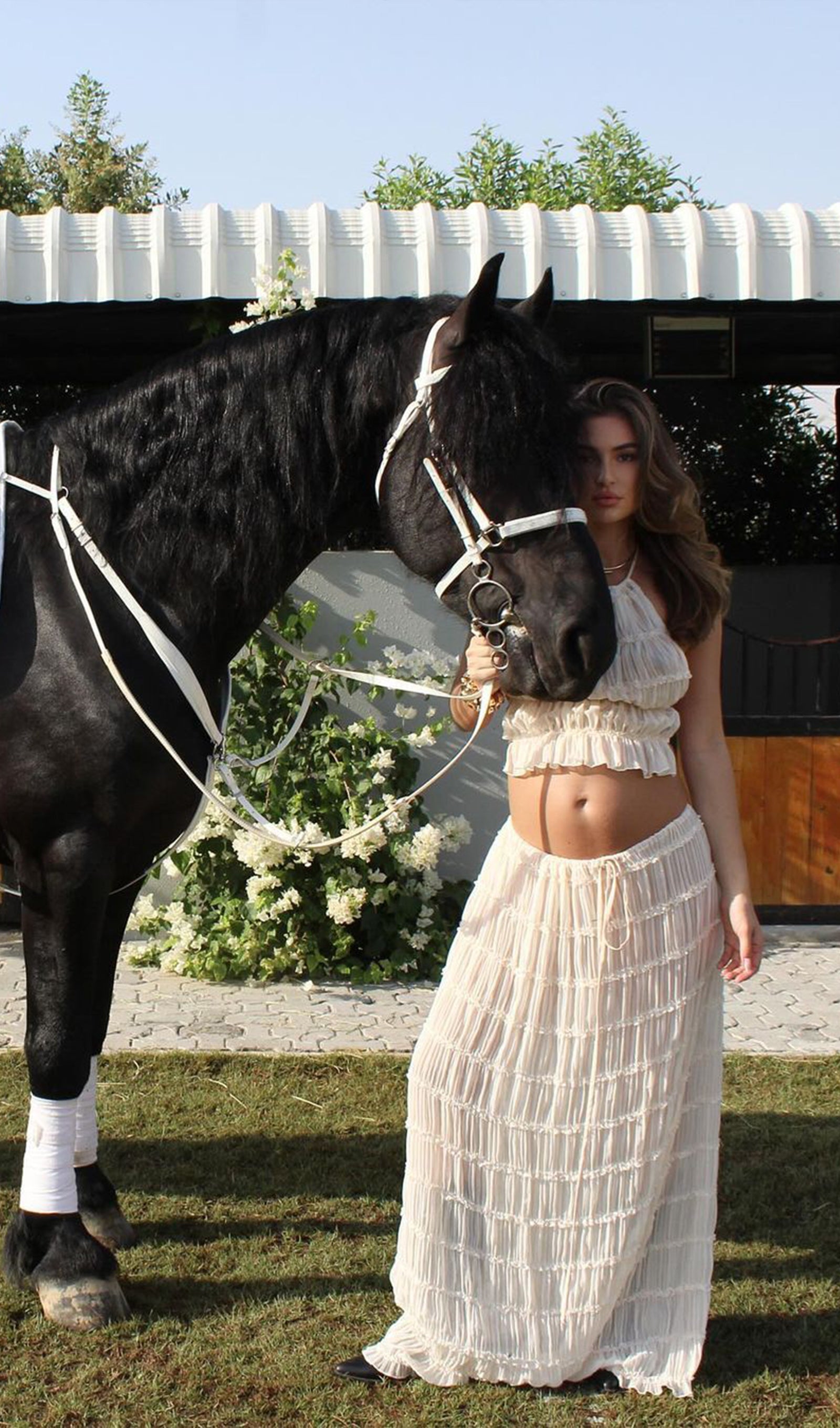 Halter Top & Ruched Detail Maxi Skirt Sets