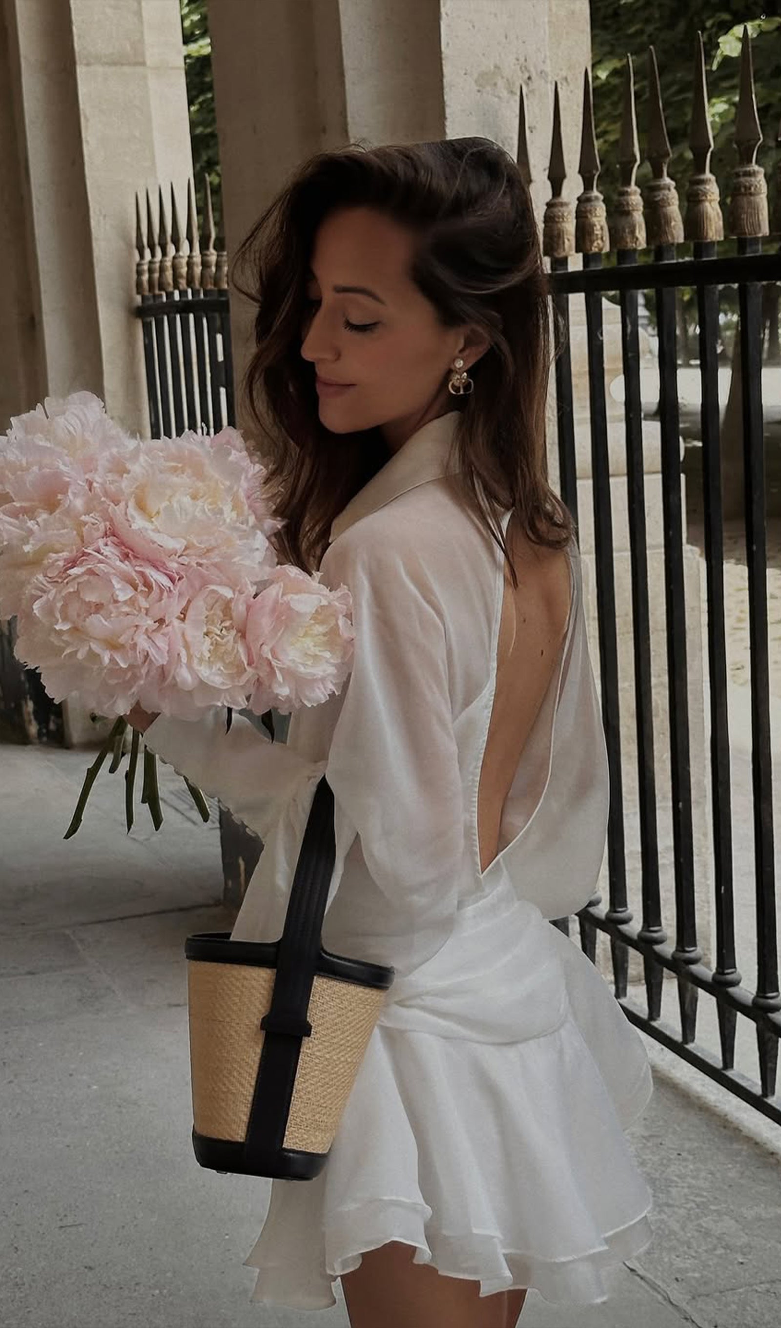 Solid Lantern Sleeve Mini Dress In White