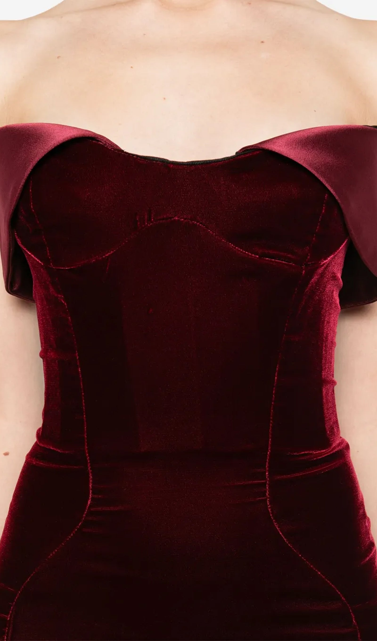 Strapless Velvet & Satin Mini Dress