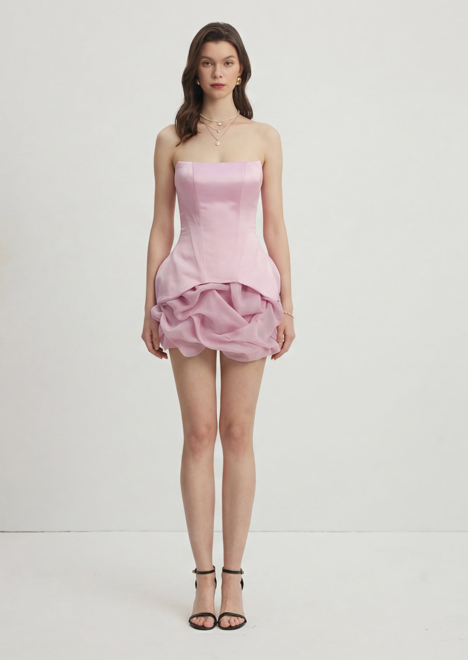 Strapless Tie-Up Tulip Mini Dress