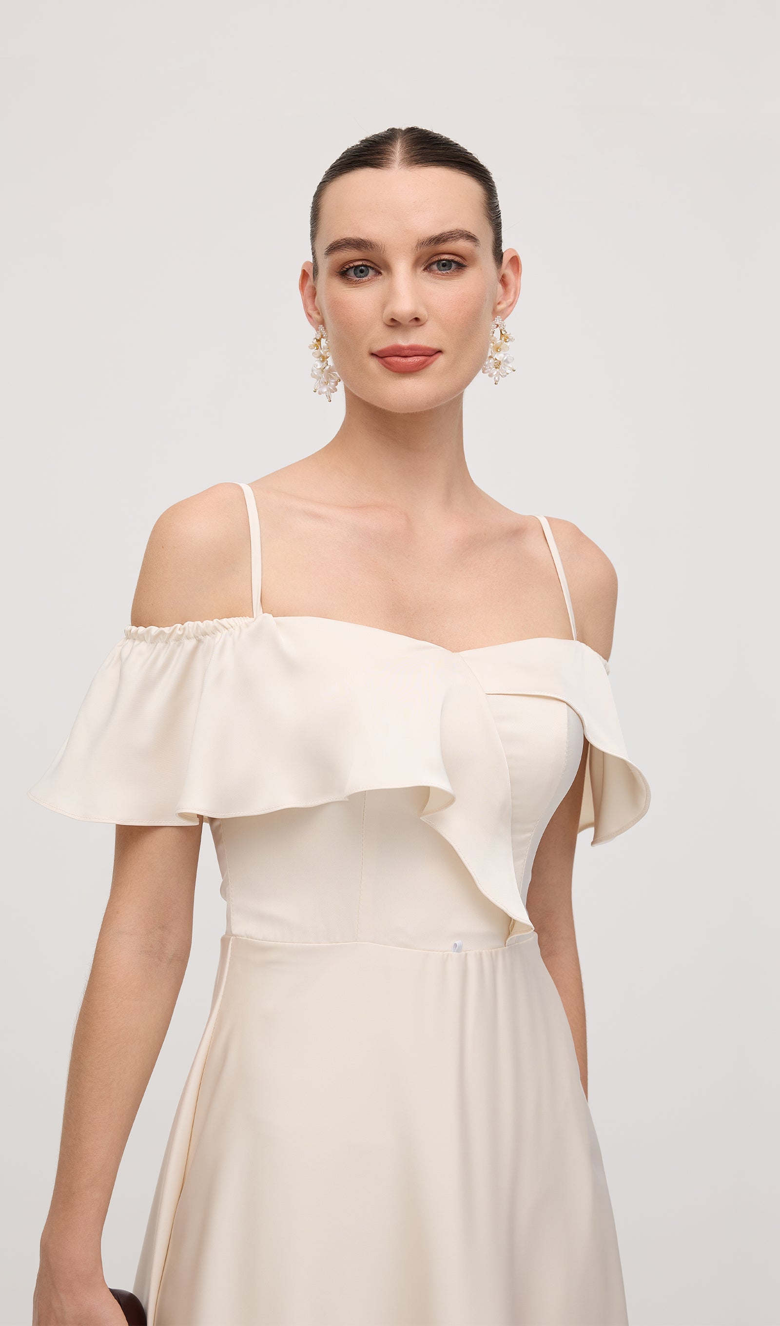 Ruffle Satin Midi Dress