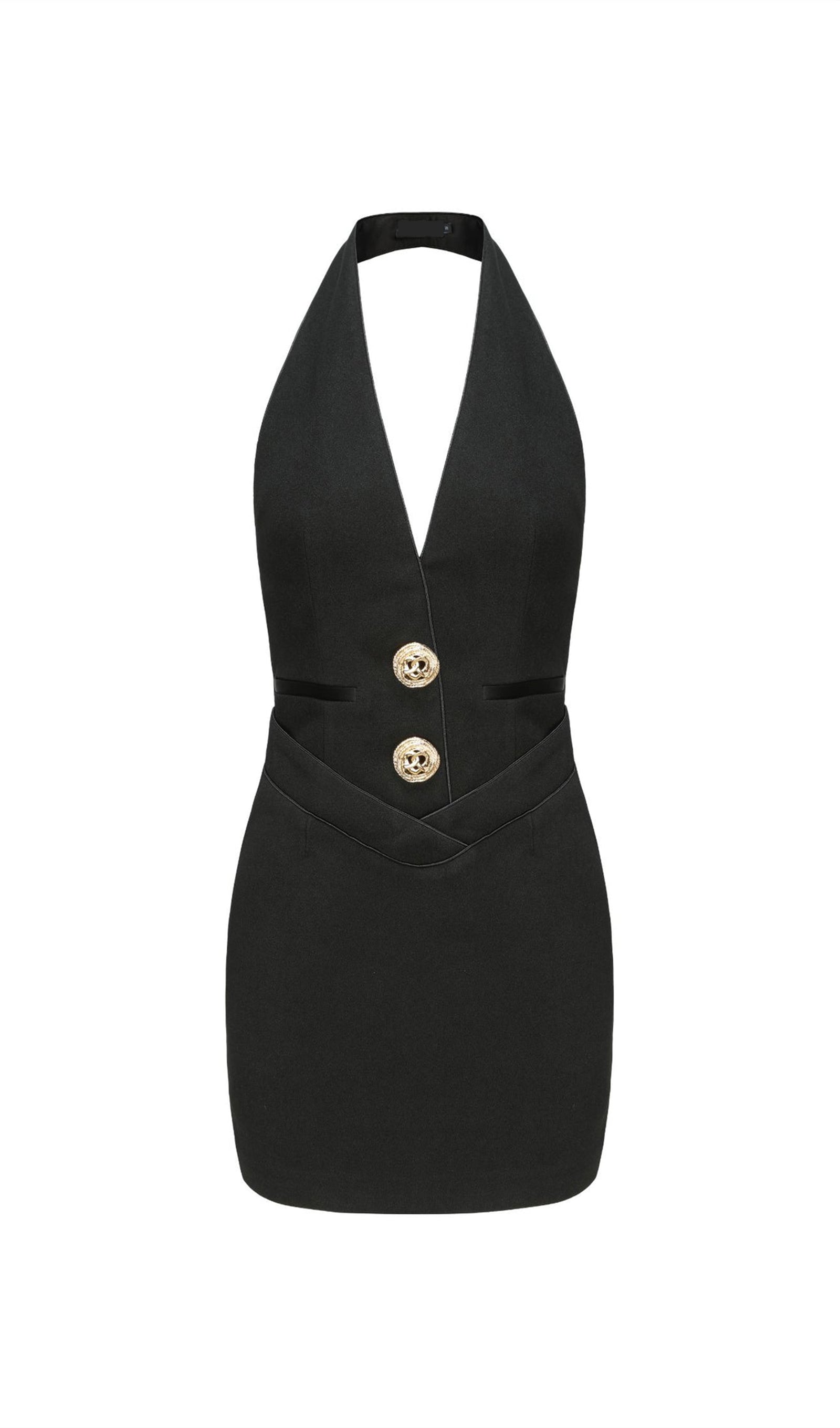 Halter Suit Mini Dress In Black