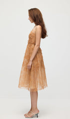 Sleeveless Embroidered Sequin Midi Dress