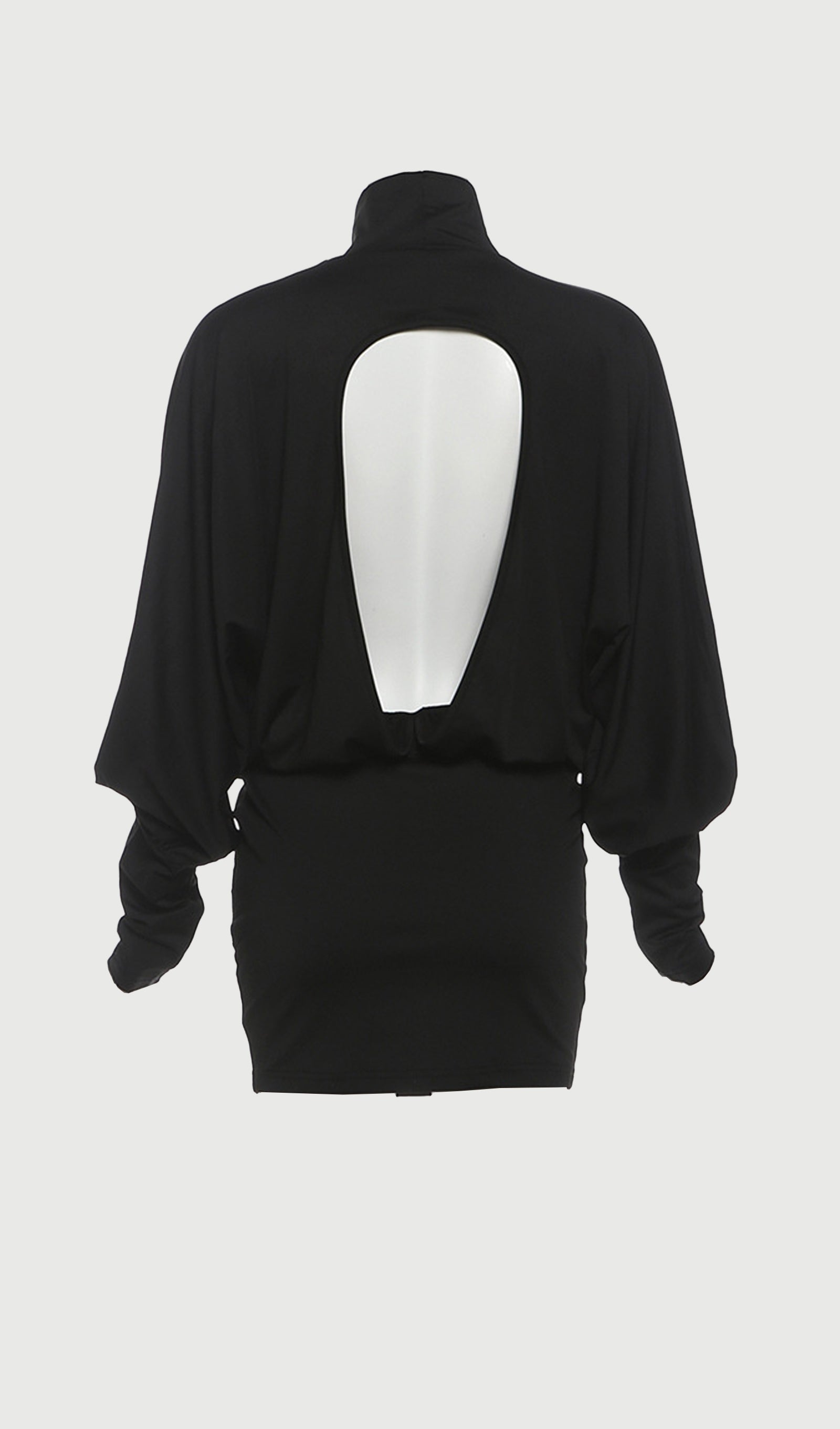 High Neck Backless Mini Dress In Black