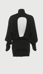 High Neck Backless Mini Dress In Black
